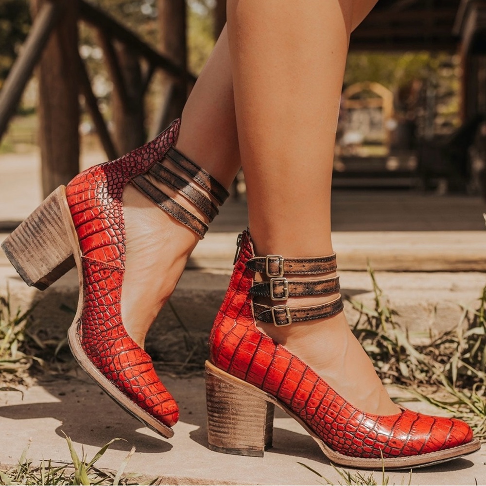 Freebird by Steven Red and Brown Heeled Boots